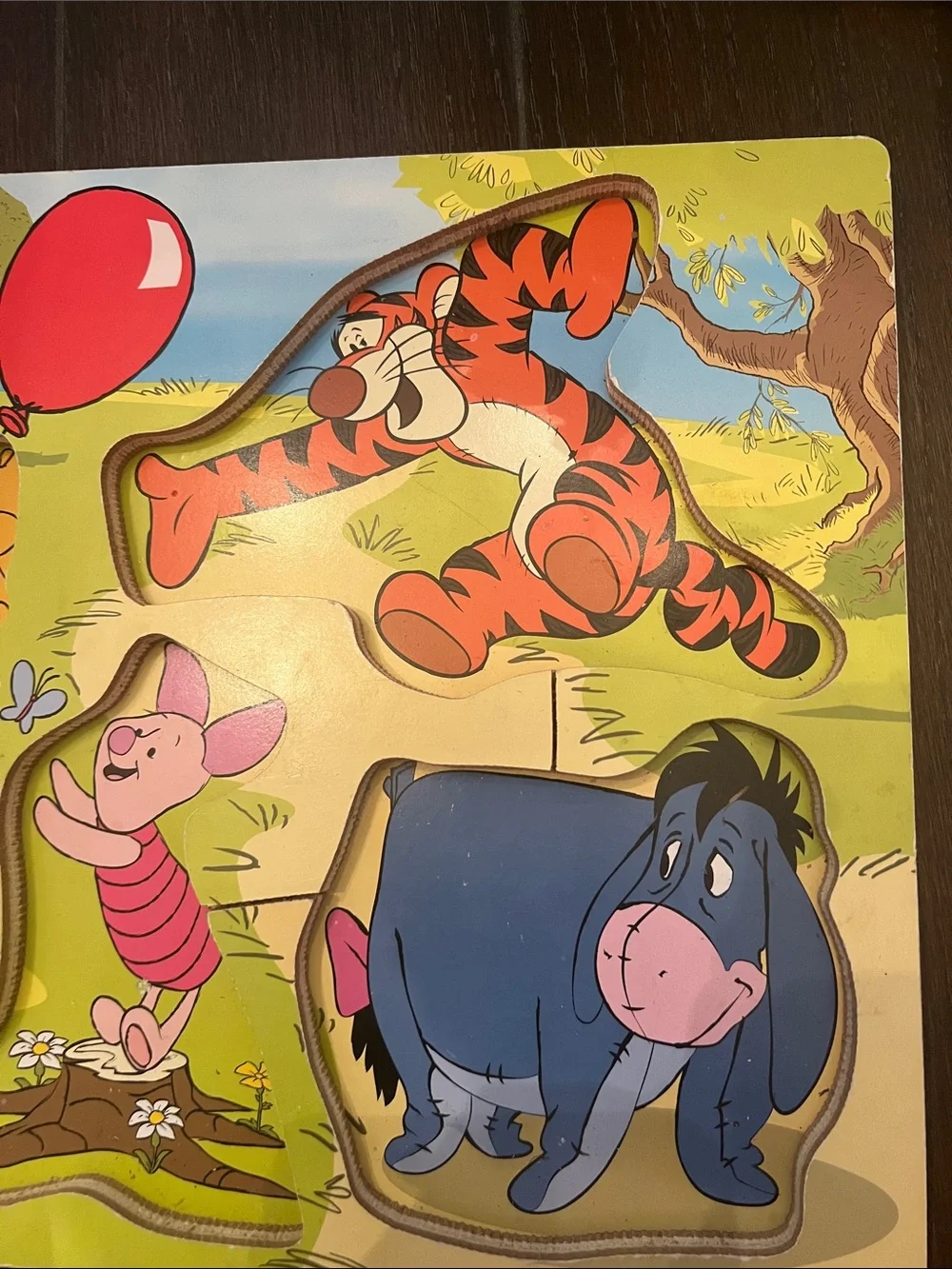 Melissa & Doug Disney Winnie the Pooh Wooden Knob Puzzle – Fair Condition